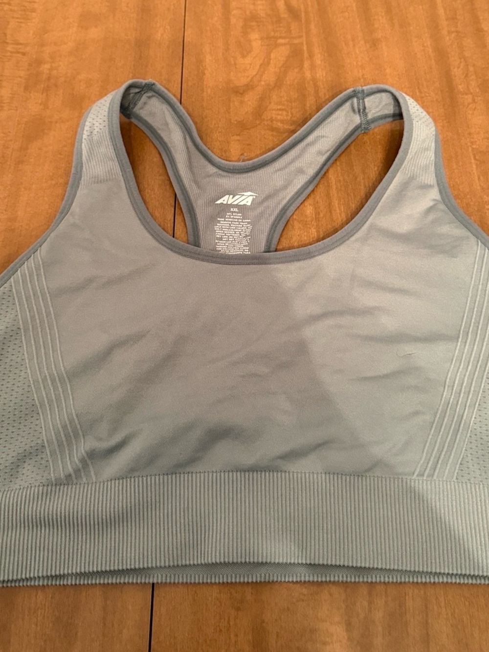 Avia Light Gray Green Seamless Racerback Sports Bra